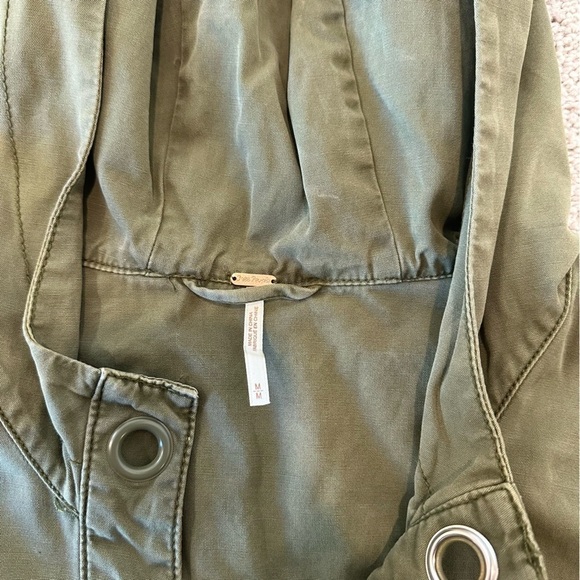 Free People Army Green Safari Lace-Up Hooded Plunge Pullover - Picture 5 of 11